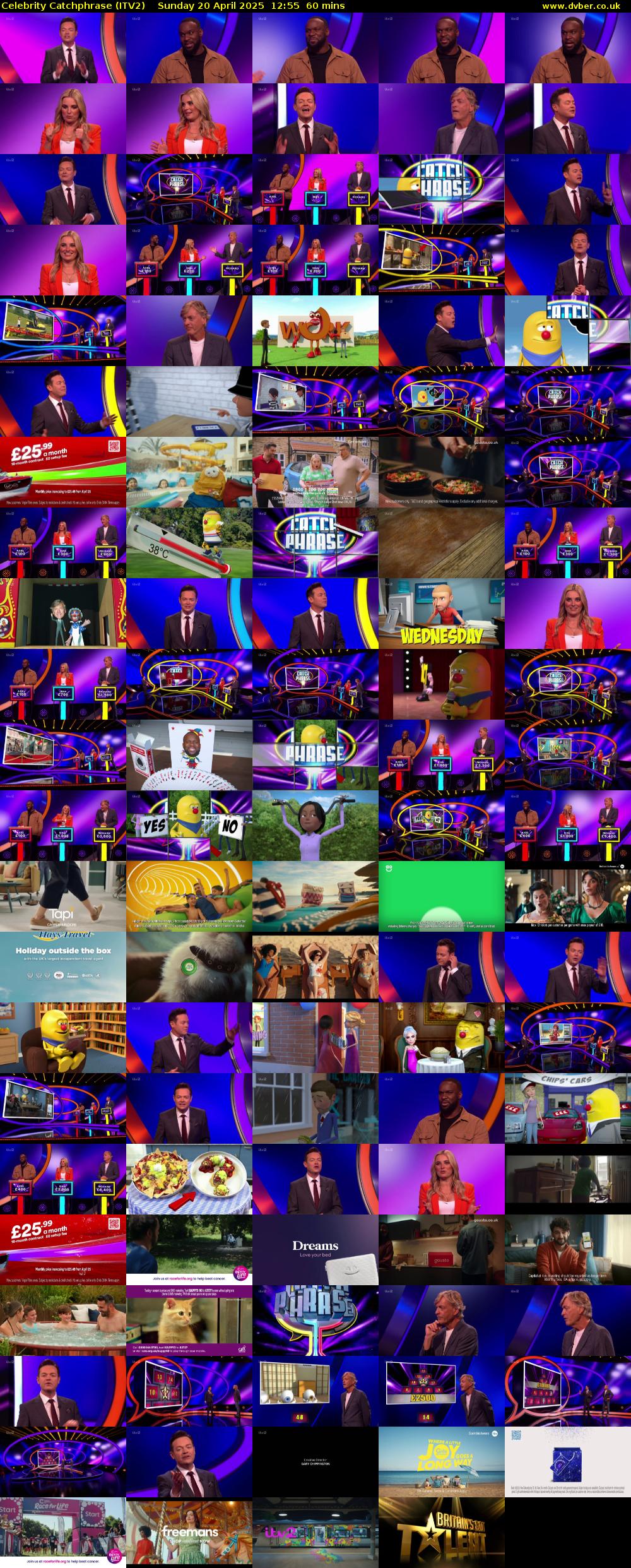 Celebrity Catchphrase (ITV2) Sunday 20 April 2025 12:55 - 13:55