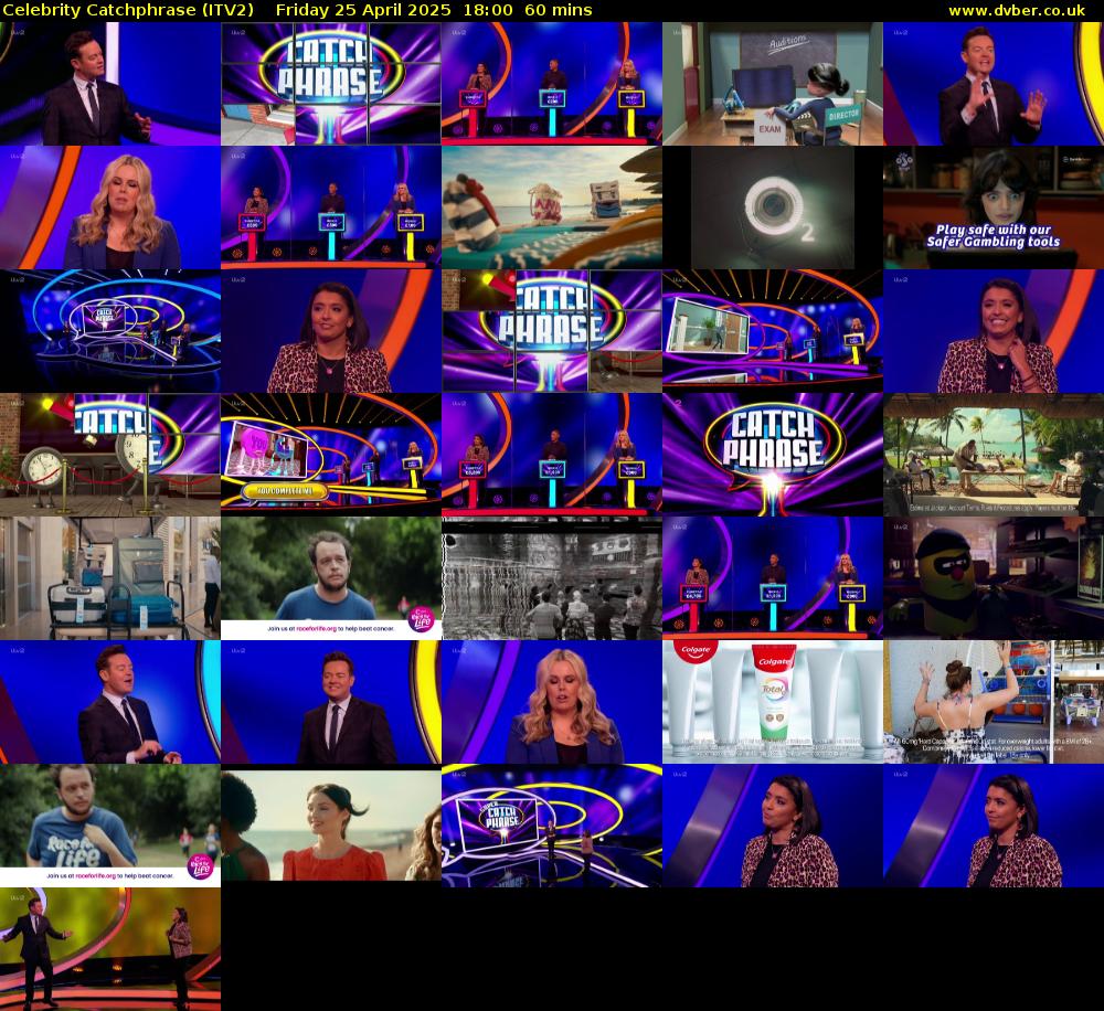Celebrity Catchphrase (ITV2) Friday 25 April 2025 18:00 - 19:00