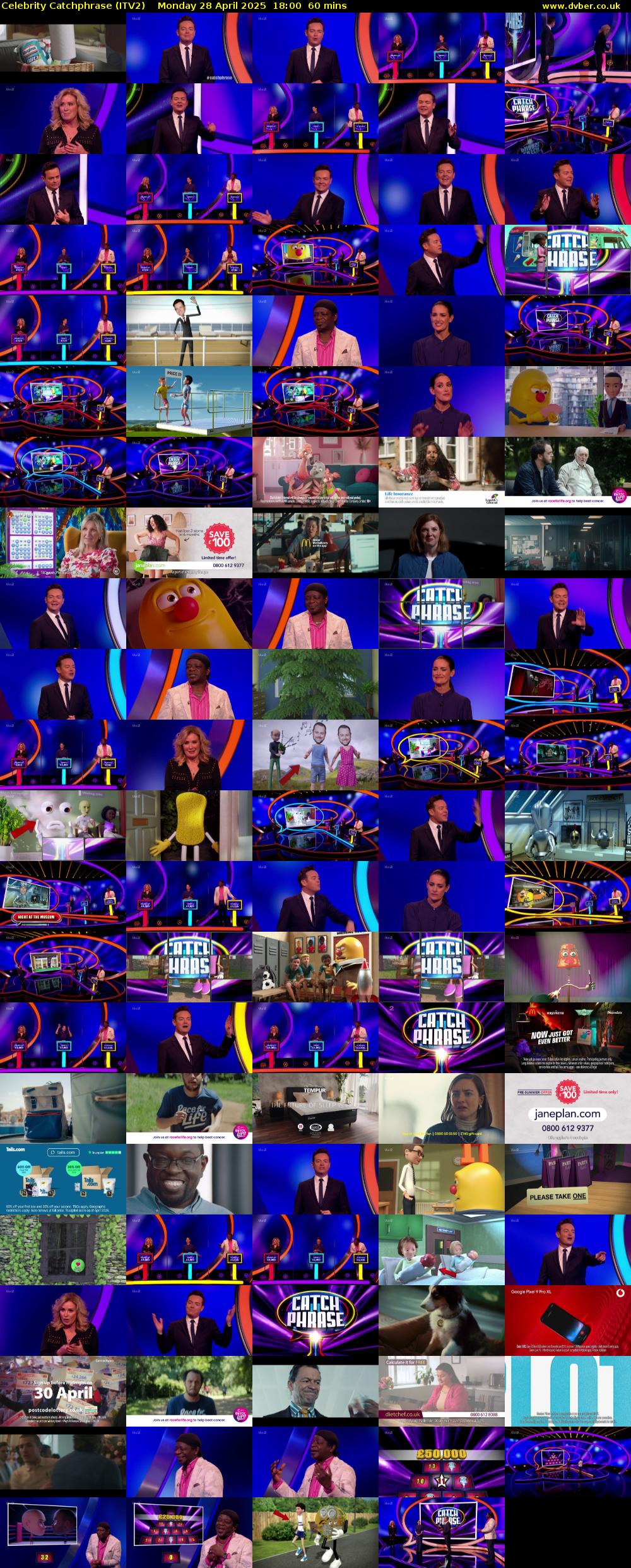 Celebrity Catchphrase (ITV2) Monday 28 April 2025 18:00 - 19:00
