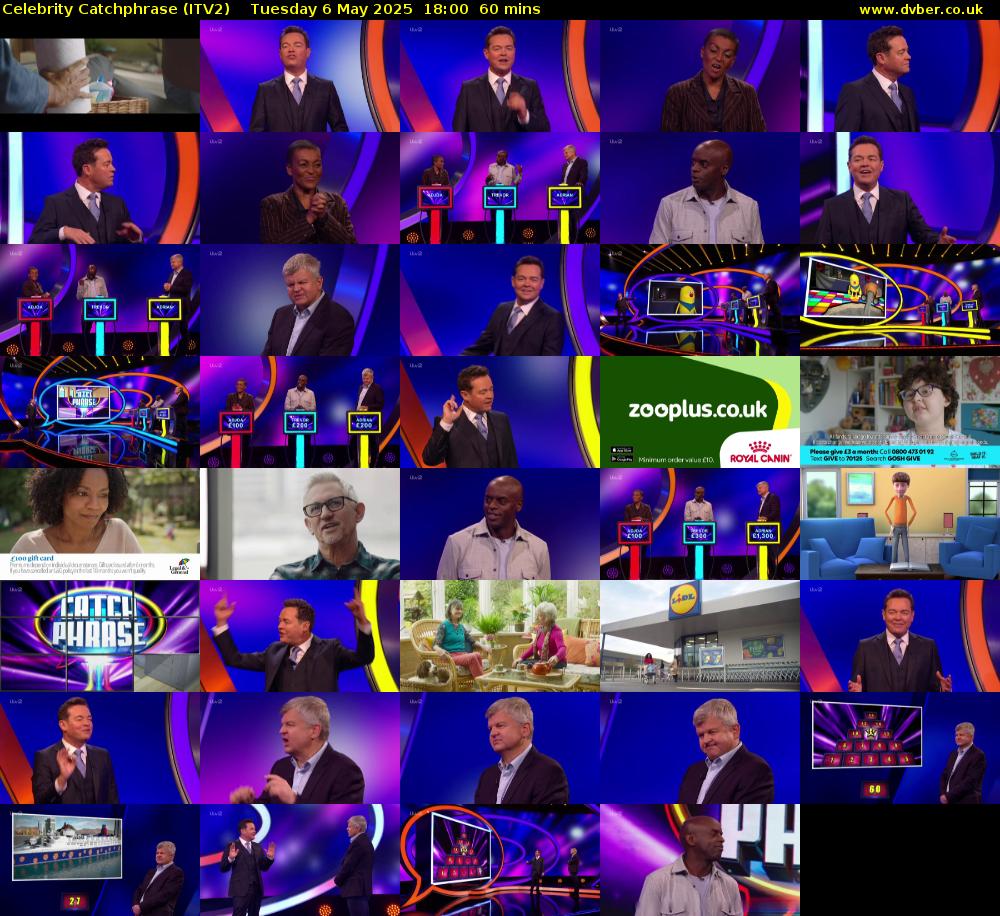 Celebrity Catchphrase (ITV2) Tuesday 6 May 2025 18:00 - 19:00