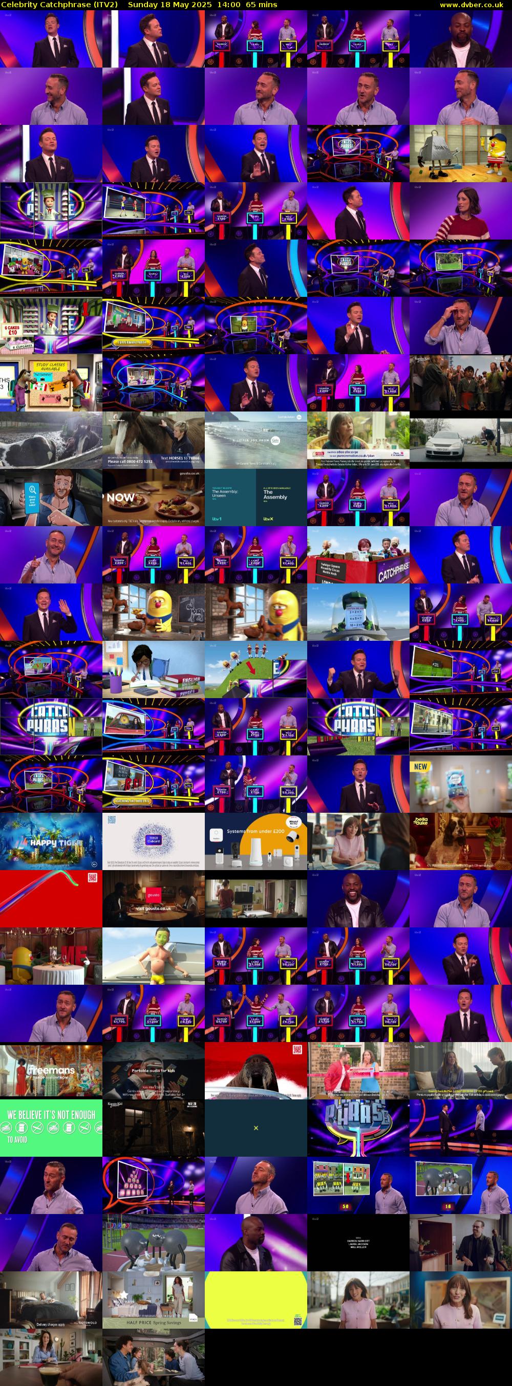 Celebrity Catchphrase (ITV2) Sunday 18 May 2025 14:00 - 15:05