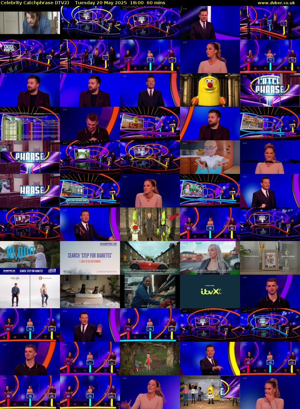 Celebrity Catchphrase (ITV2) Tuesday 20 May 2025 18:00 - 19:00