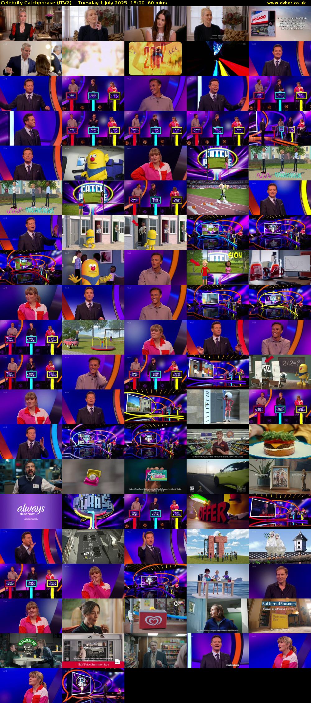 Celebrity Catchphrase (ITV2) Tuesday 1 July 2025 18:00 - 19:00