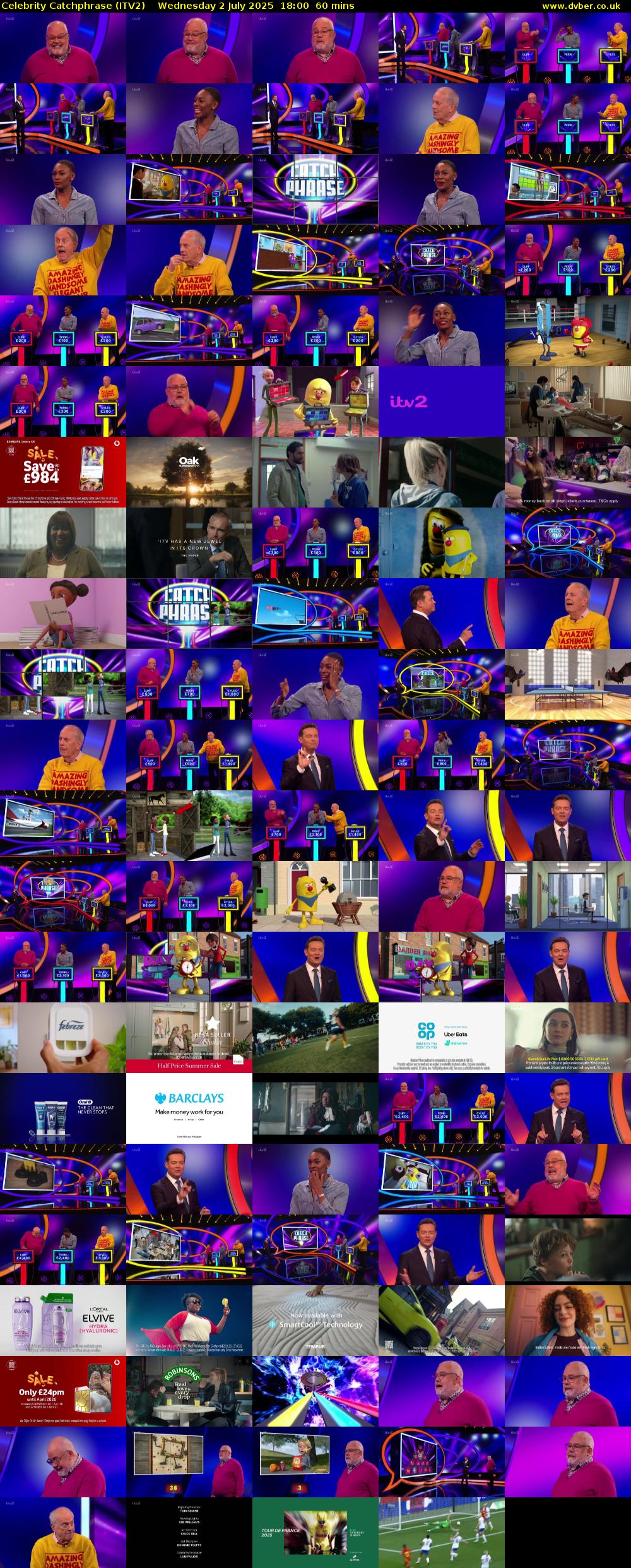 Celebrity Catchphrase (ITV2) Wednesday 2 July 2025 18:00 - 19:00