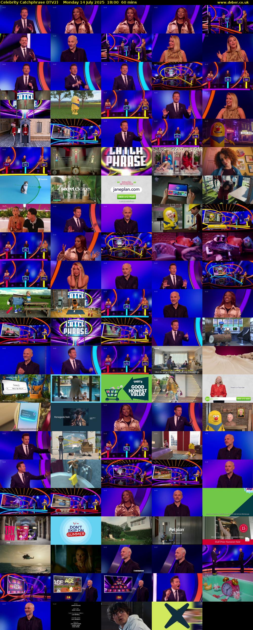 Celebrity Catchphrase (ITV2) Monday 14 July 2025 18:00 - 19:00