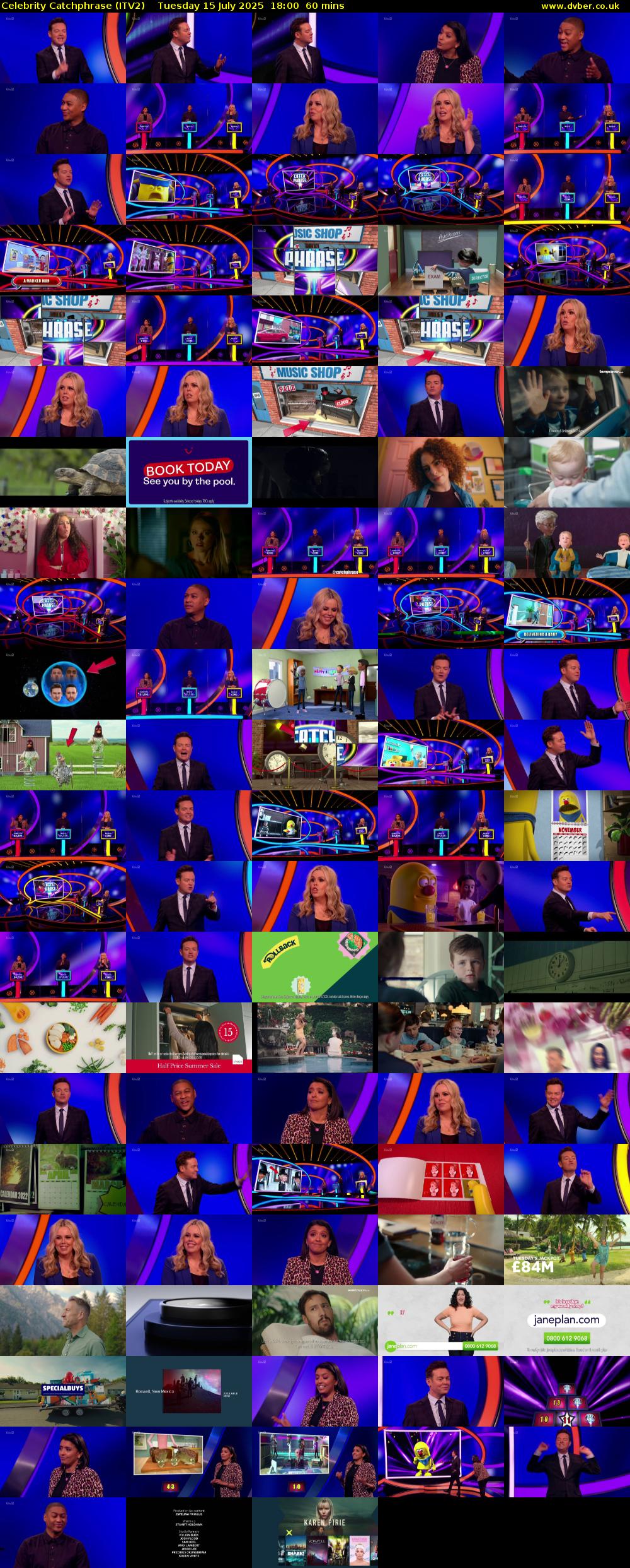 Celebrity Catchphrase (ITV2) Tuesday 15 July 2025 18:00 - 19:00