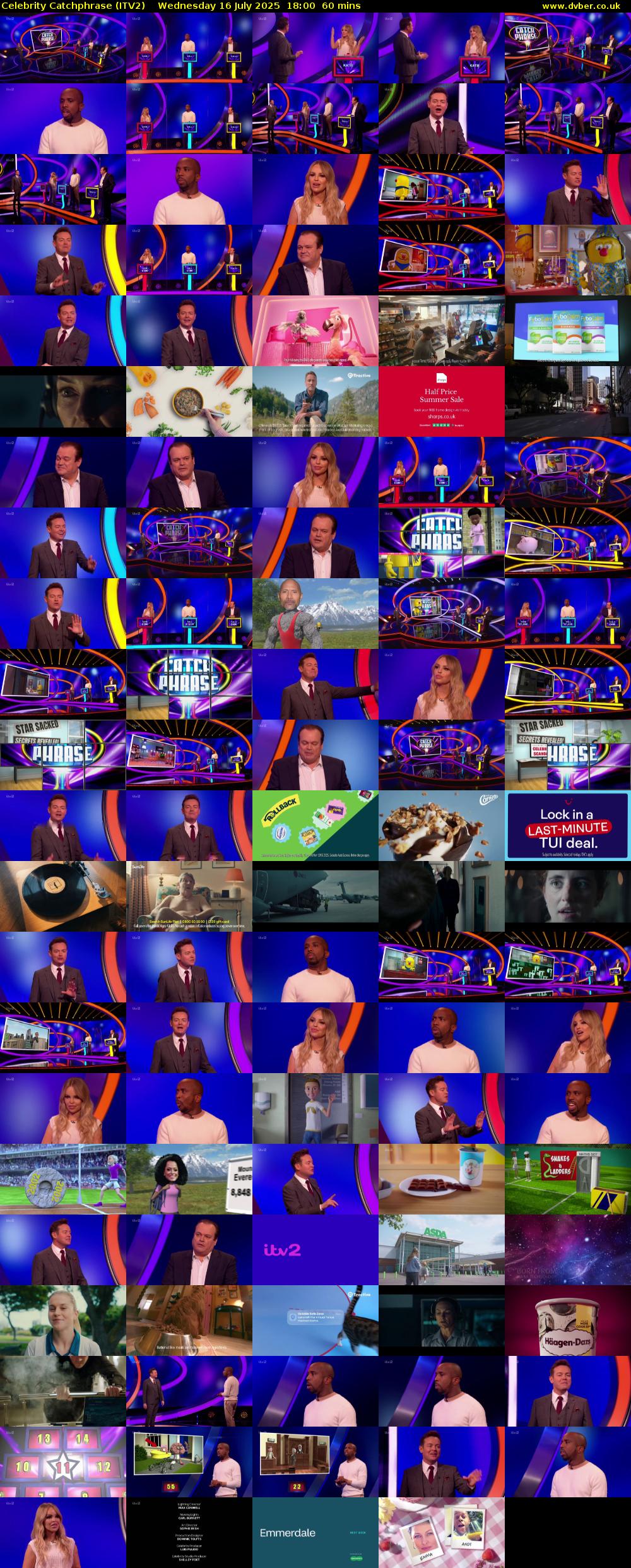 Celebrity Catchphrase (ITV2) Wednesday 16 July 2025 18:00 - 19:00