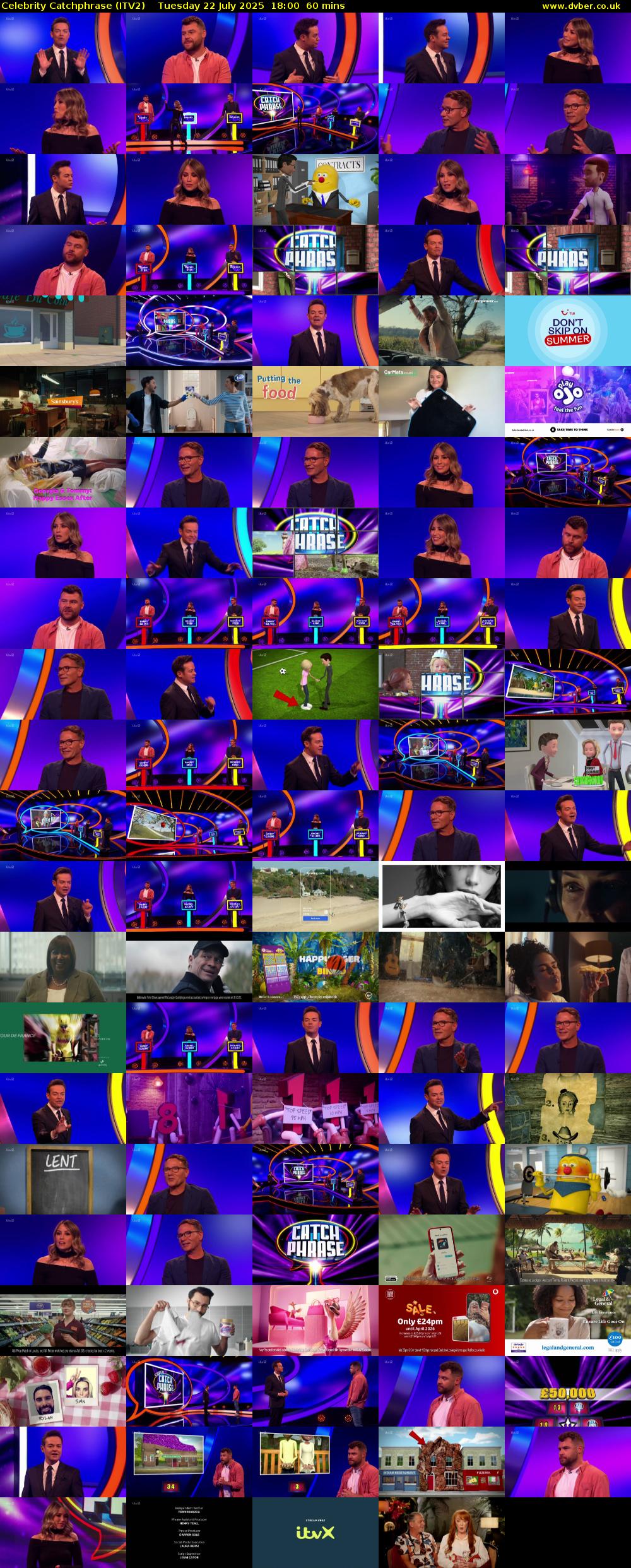 Celebrity Catchphrase (ITV2) Tuesday 22 July 2025 18:00 - 19:00