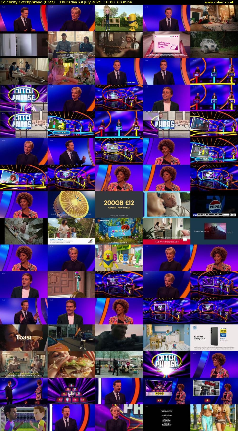 Celebrity Catchphrase (ITV2) Thursday 24 July 2025 18:00 - 19:00