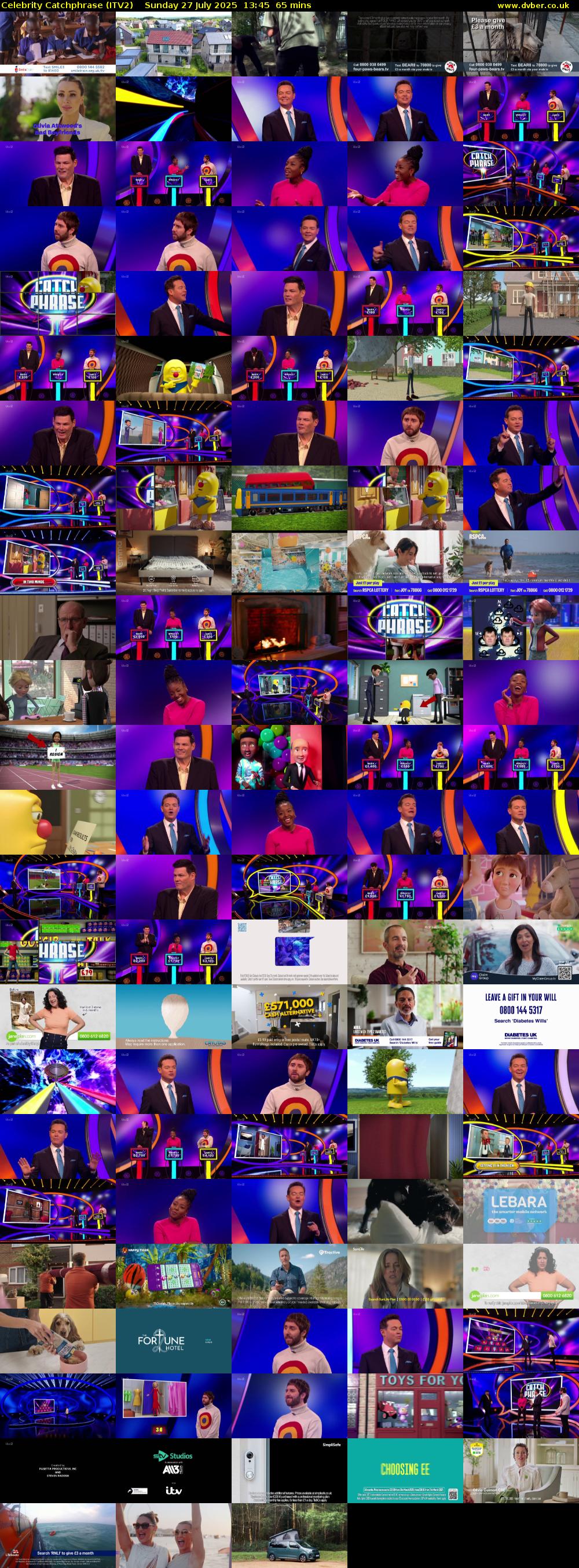 Celebrity Catchphrase (ITV2) Sunday 27 July 2025 13:45 - 14:50