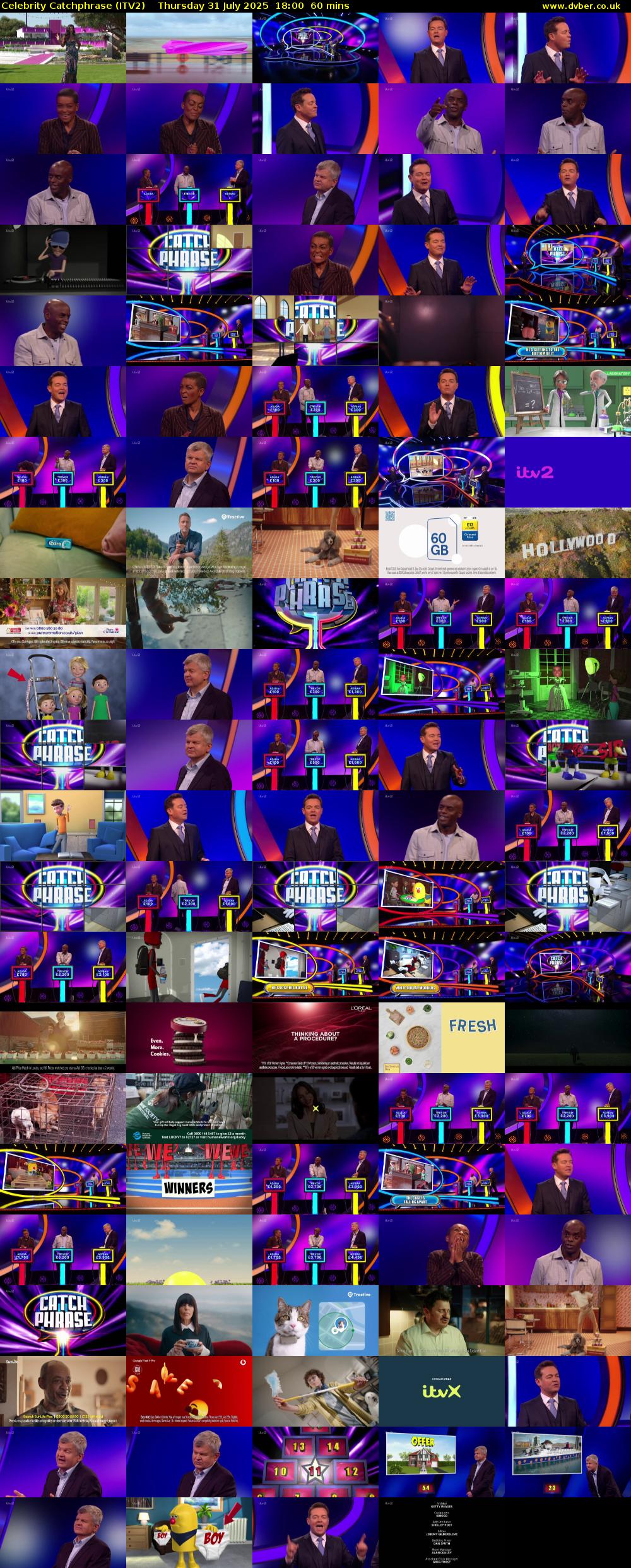 Celebrity Catchphrase (ITV2) Thursday 31 July 2025 18:00 - 19:00