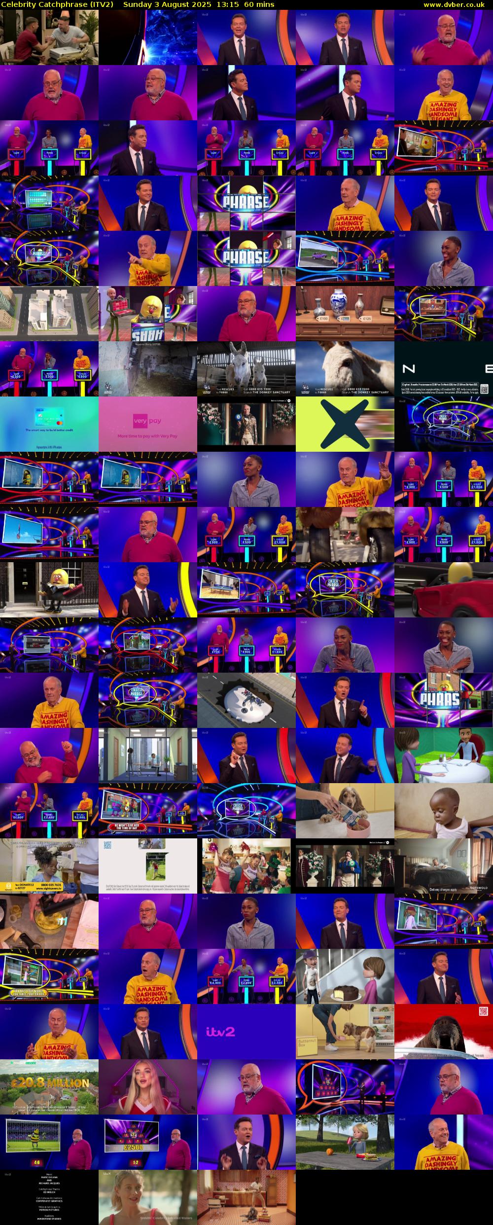 Celebrity Catchphrase (ITV2) Sunday 3 August 2025 13:15 - 14:15