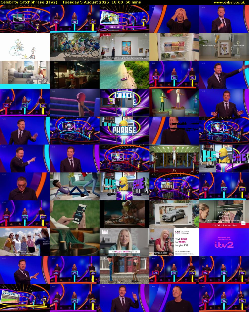 Celebrity Catchphrase (ITV2) Tuesday 5 August 2025 18:00 - 19:00