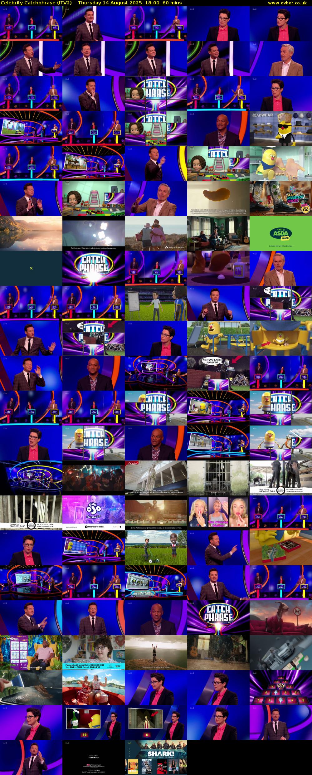 Celebrity Catchphrase (ITV2) Thursday 14 August 2025 18:00 - 19:00