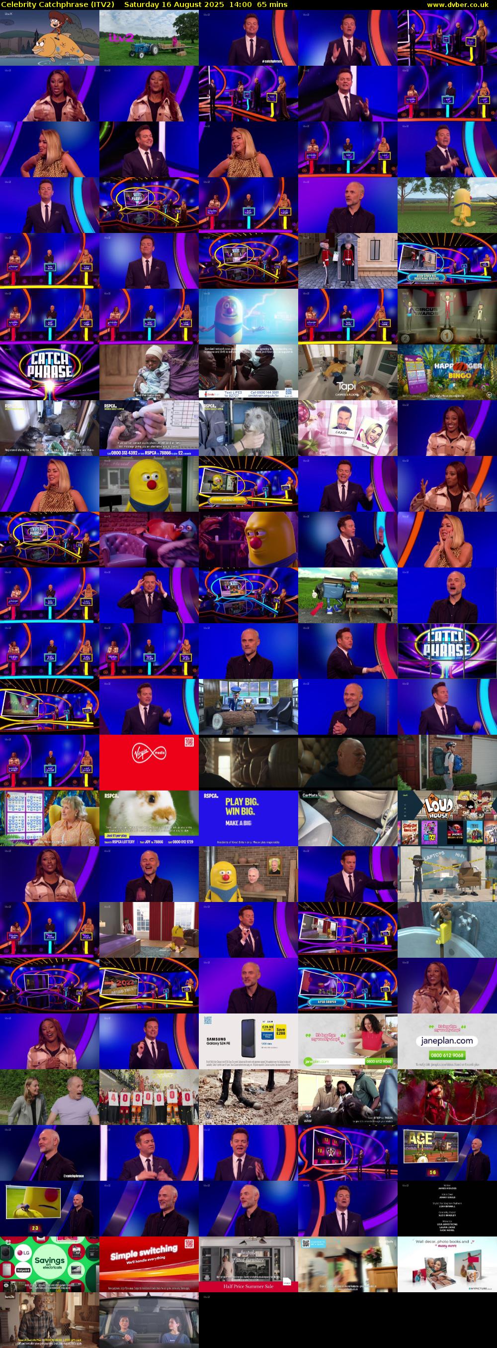 Celebrity Catchphrase (ITV2) Saturday 16 August 2025 14:00 - 15:05