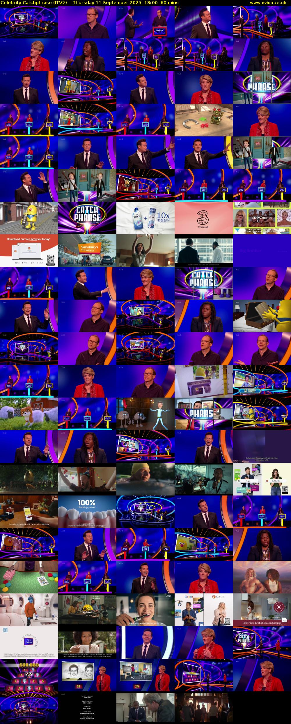 Celebrity Catchphrase (ITV2) Thursday 11 September 2025 18:00 - 19:00