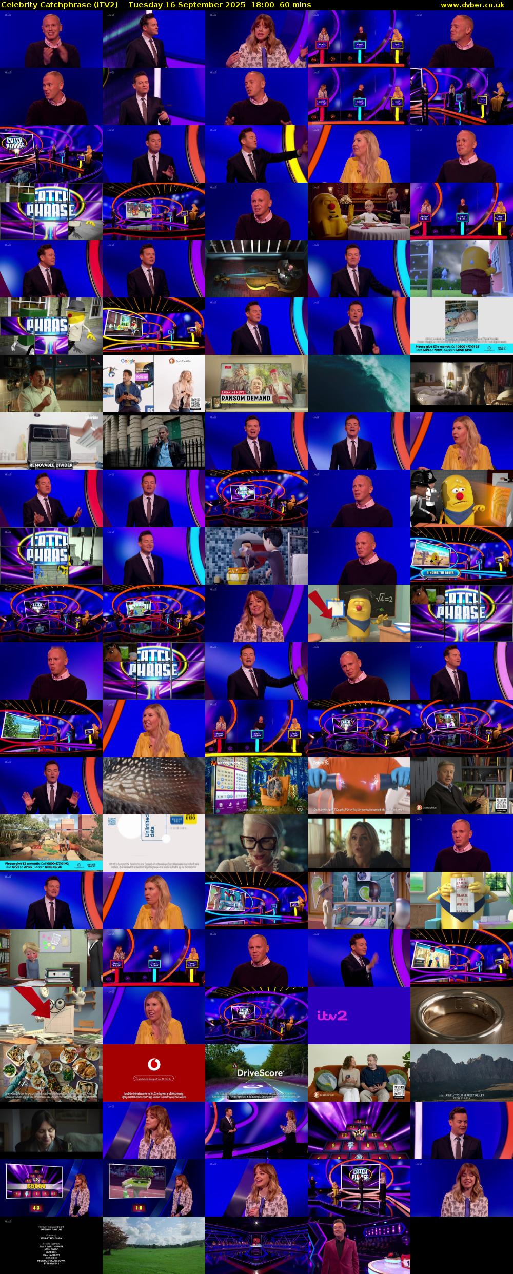 Celebrity Catchphrase (ITV2) Tuesday 16 September 2025 18:00 - 19:00