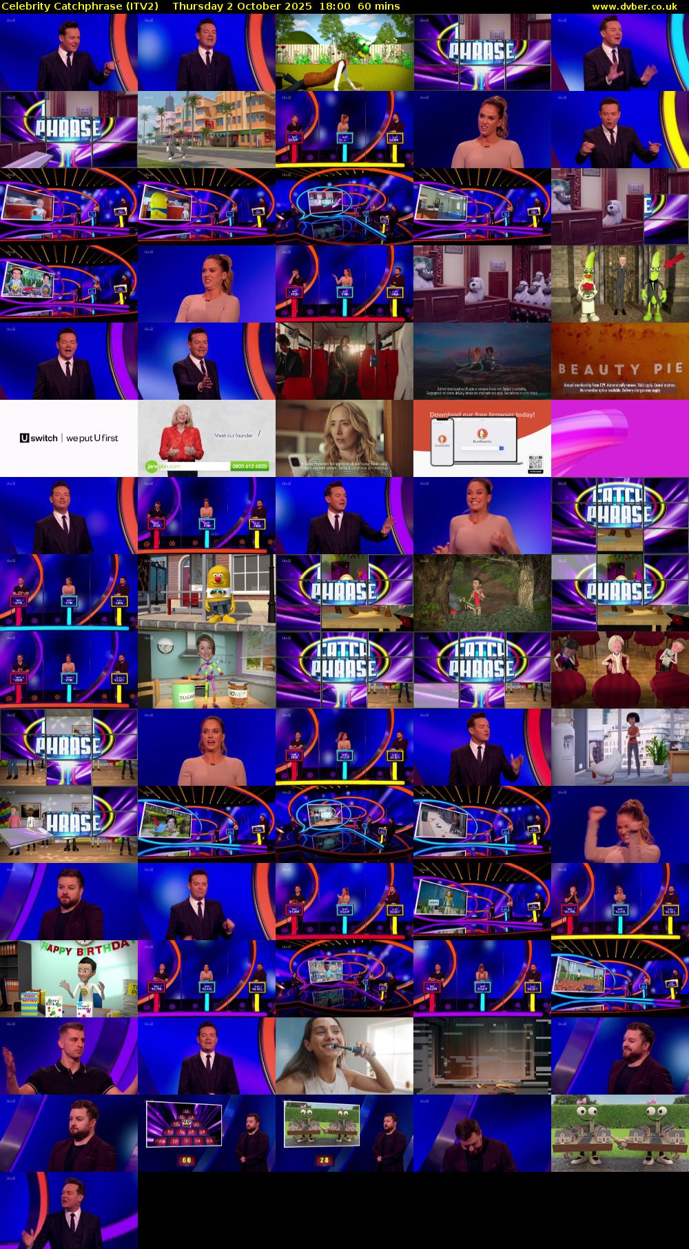 Celebrity Catchphrase (ITV2) Thursday 2 October 2025 18:00 - 19:00