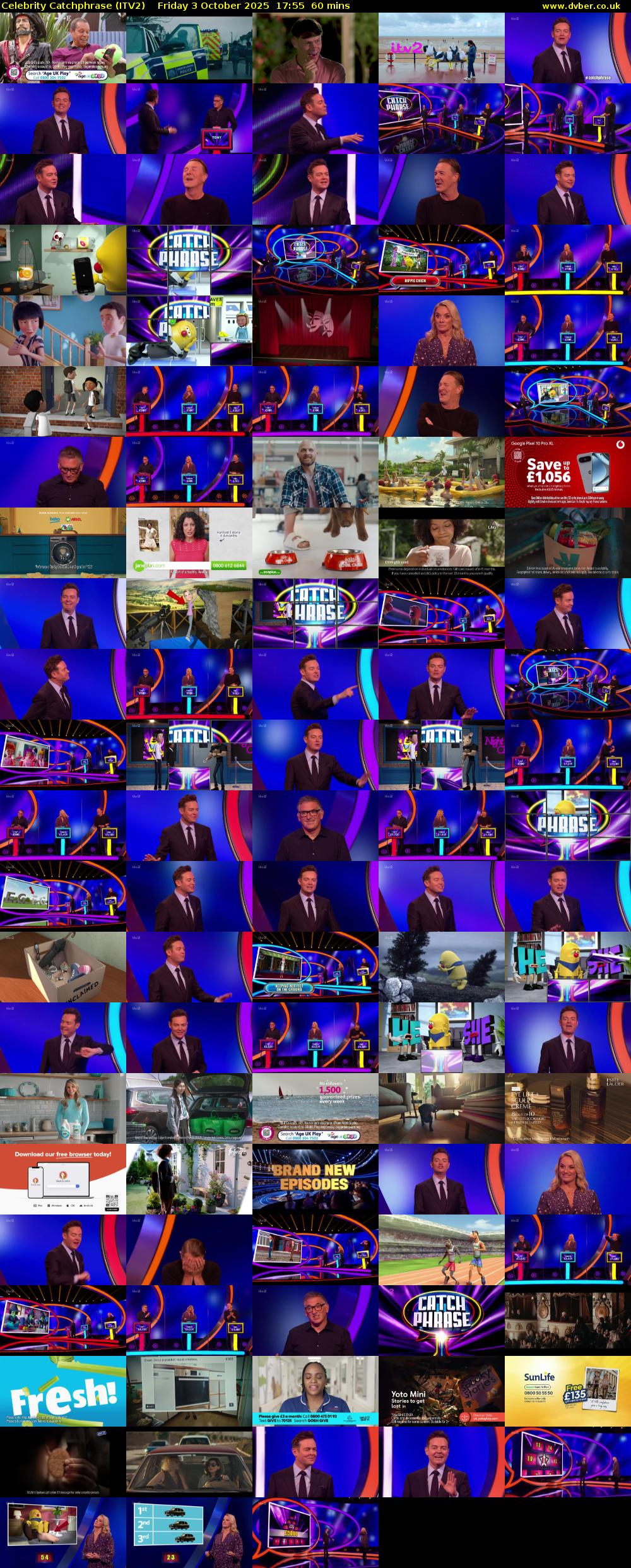 Celebrity Catchphrase (ITV2) Friday 3 October 2025 17:55 - 18:55