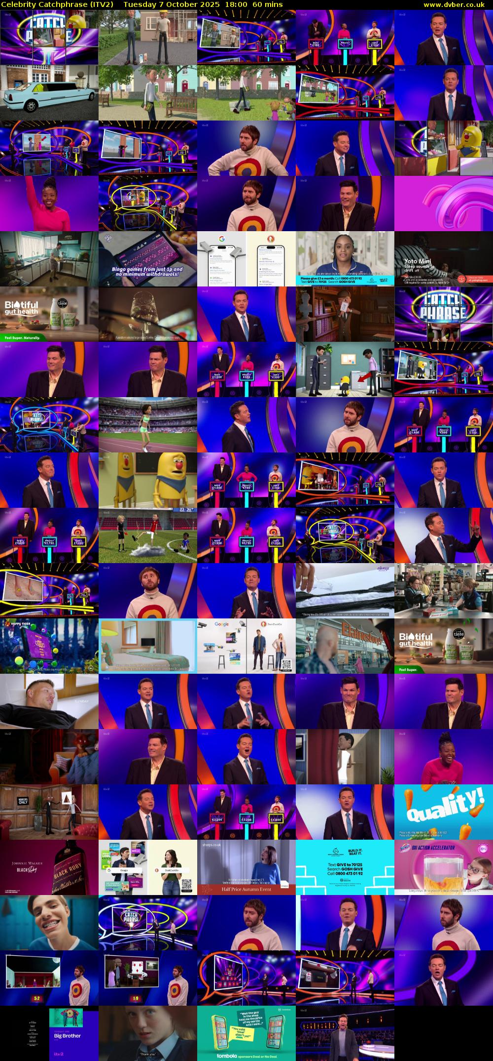 Celebrity Catchphrase (ITV2) Tuesday 7 October 2025 18:00 - 19:00