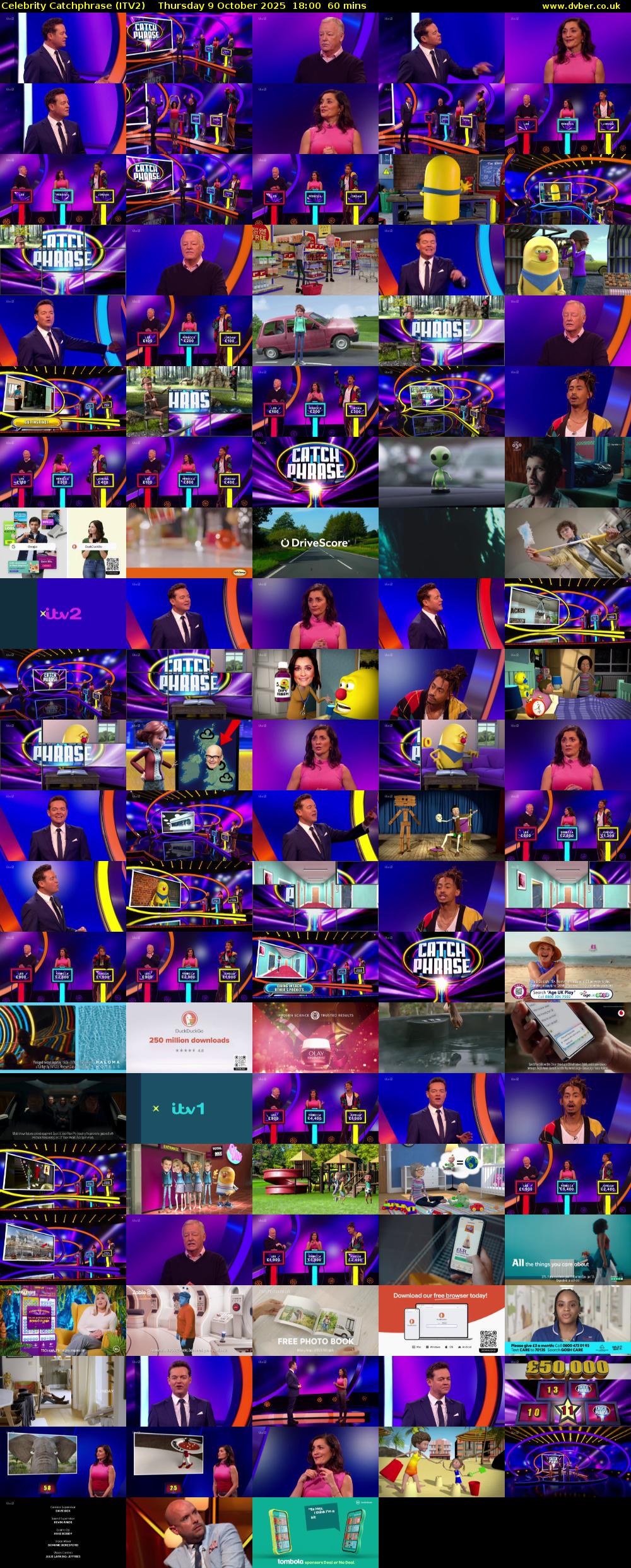 Celebrity Catchphrase (ITV2) Thursday 9 October 2025 18:00 - 19:00