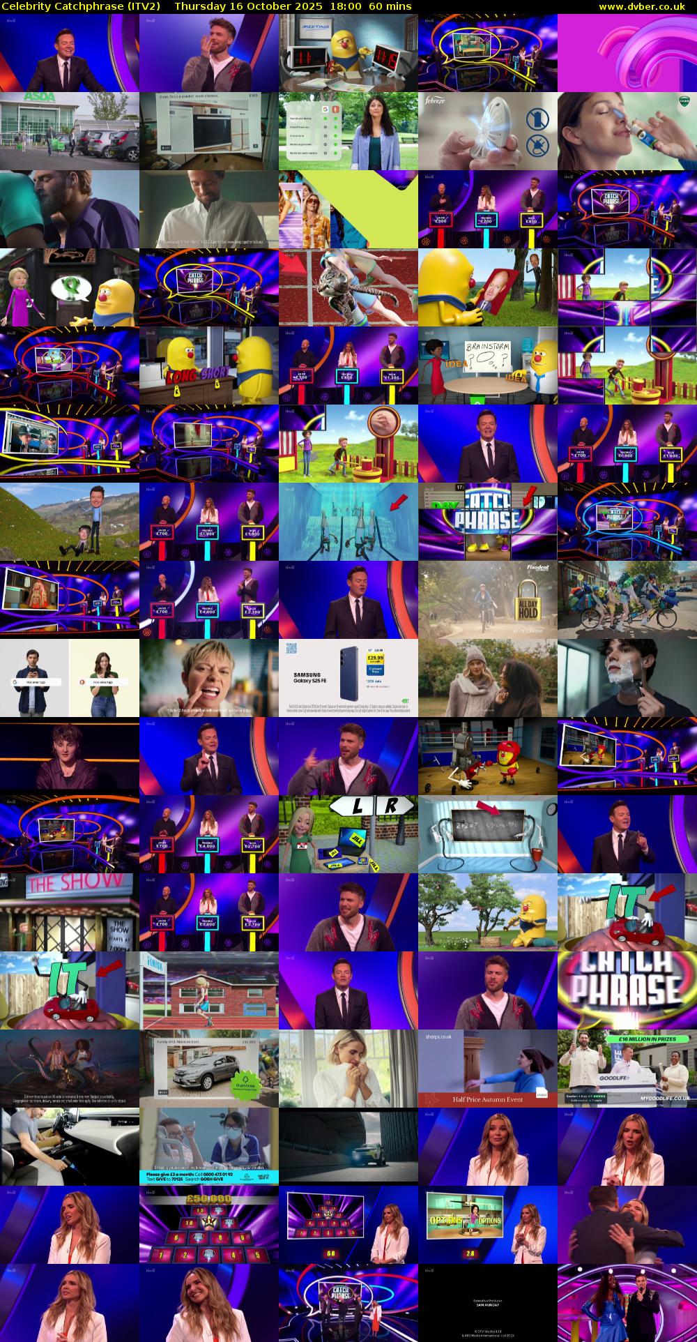 Celebrity Catchphrase (ITV2) Thursday 16 October 2025 18:00 - 19:00