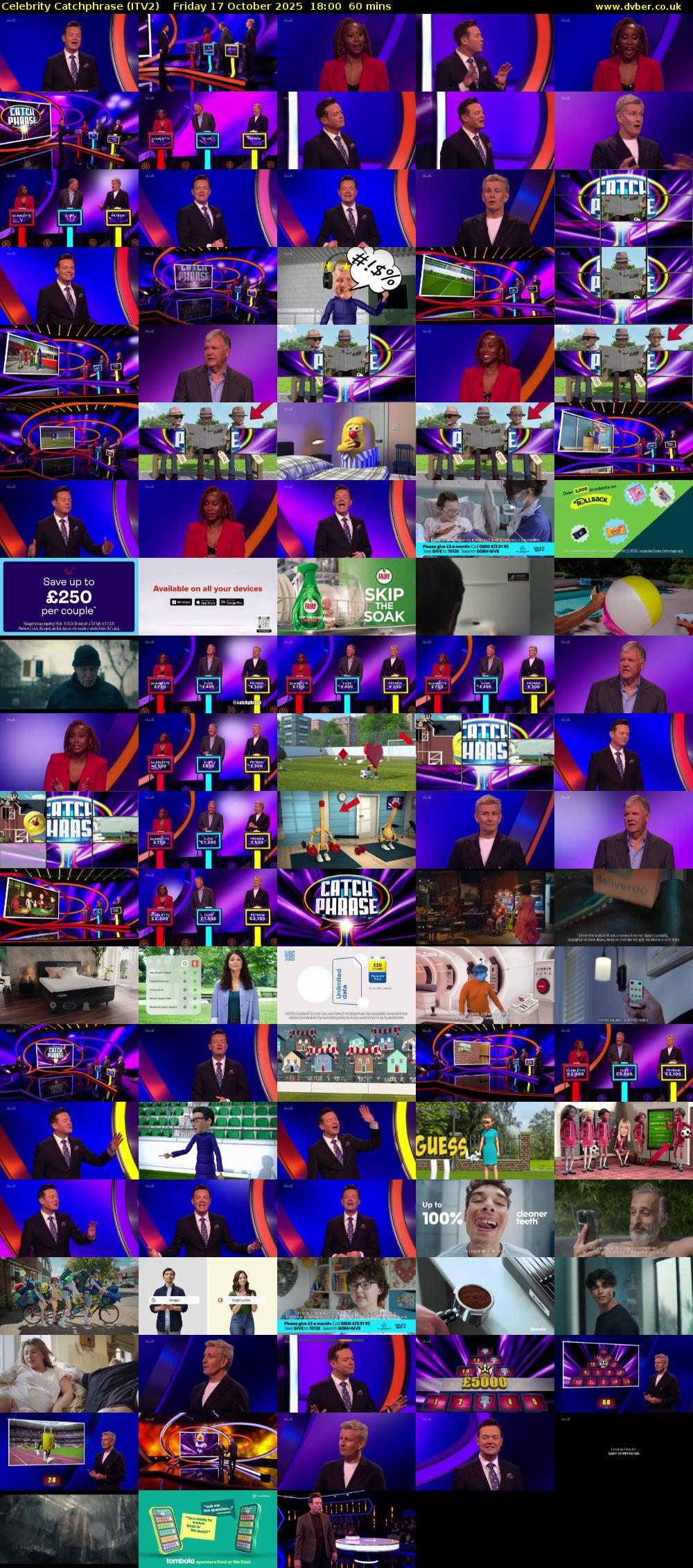 Celebrity Catchphrase (ITV2) Friday 17 October 2025 18:00 - 19:00