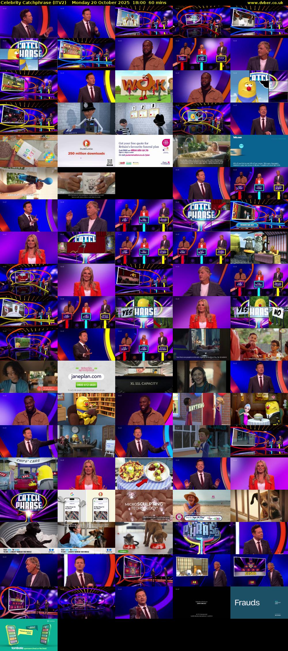 Celebrity Catchphrase (ITV2) Monday 20 October 2025 18:00 - 19:00