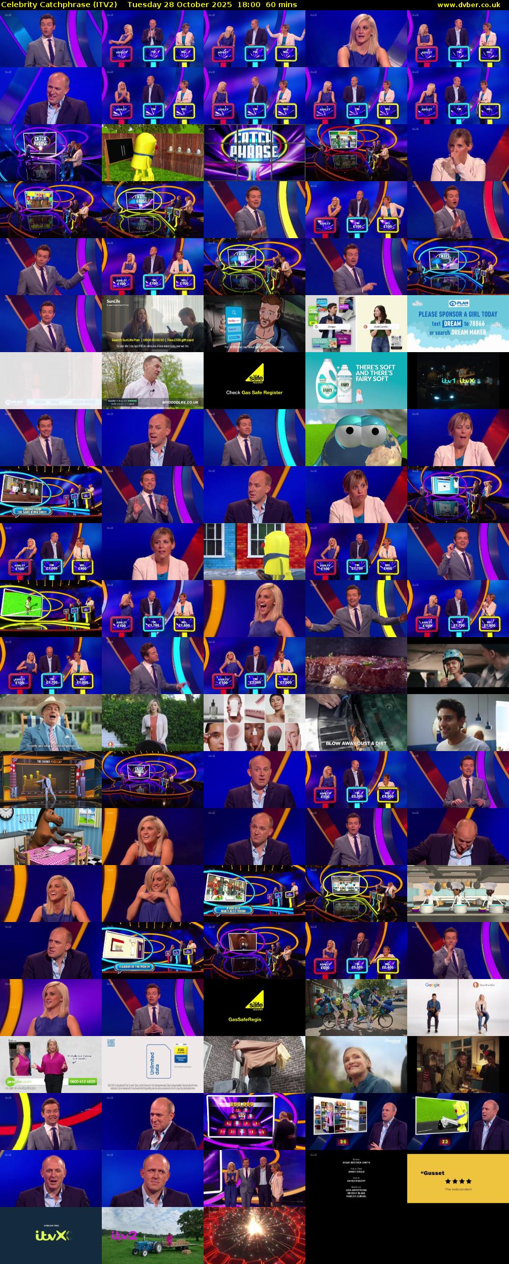 Celebrity Catchphrase (ITV2) Tuesday 28 October 2025 18:00 - 19:00