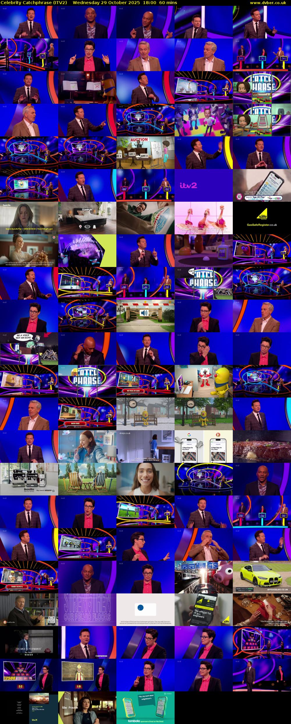 Celebrity Catchphrase (ITV2) Wednesday 29 October 2025 18:00 - 19:00