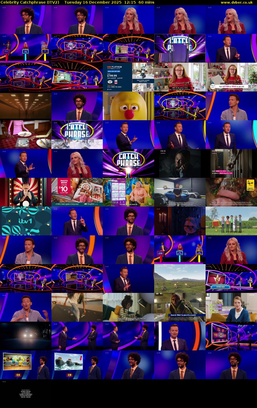 Celebrity Catchphrase (ITV2) Tuesday 16 December 2025 12:15 - 13:15