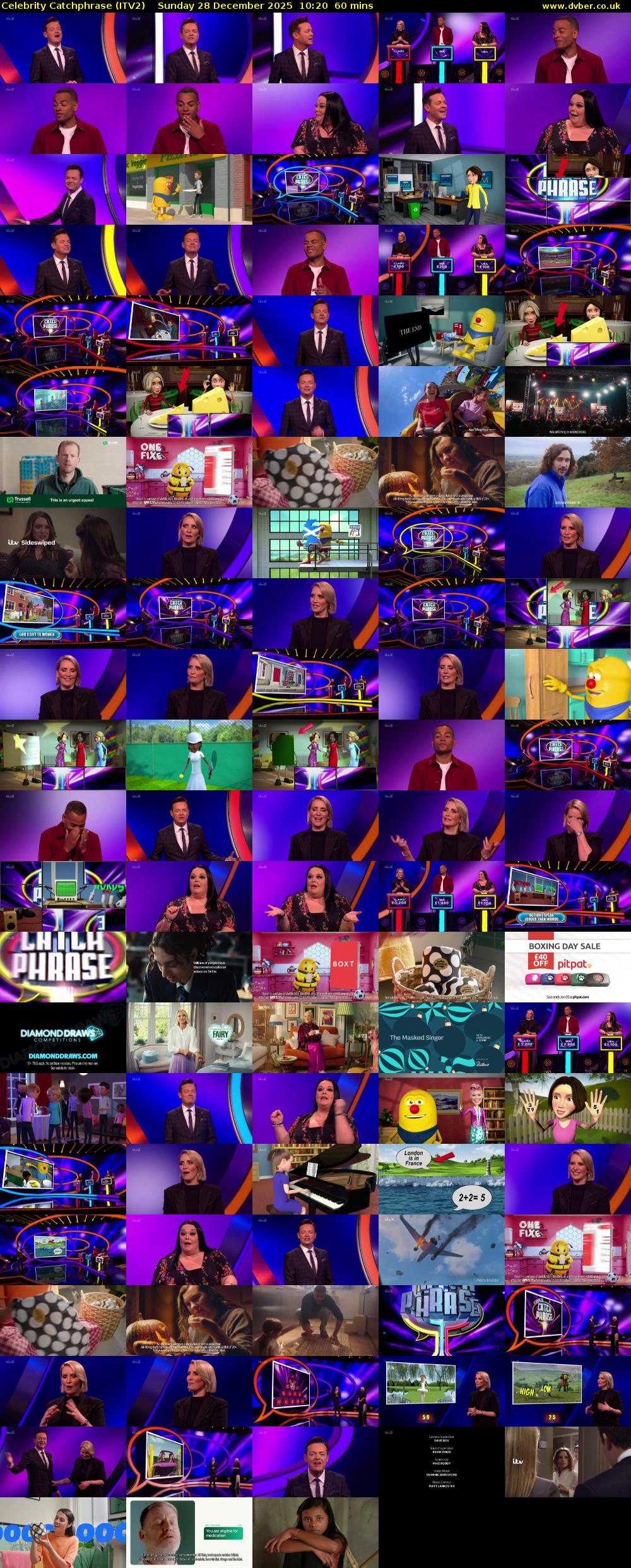 Celebrity Catchphrase (ITV2) Sunday 28 December 2025 10:20 - 11:20