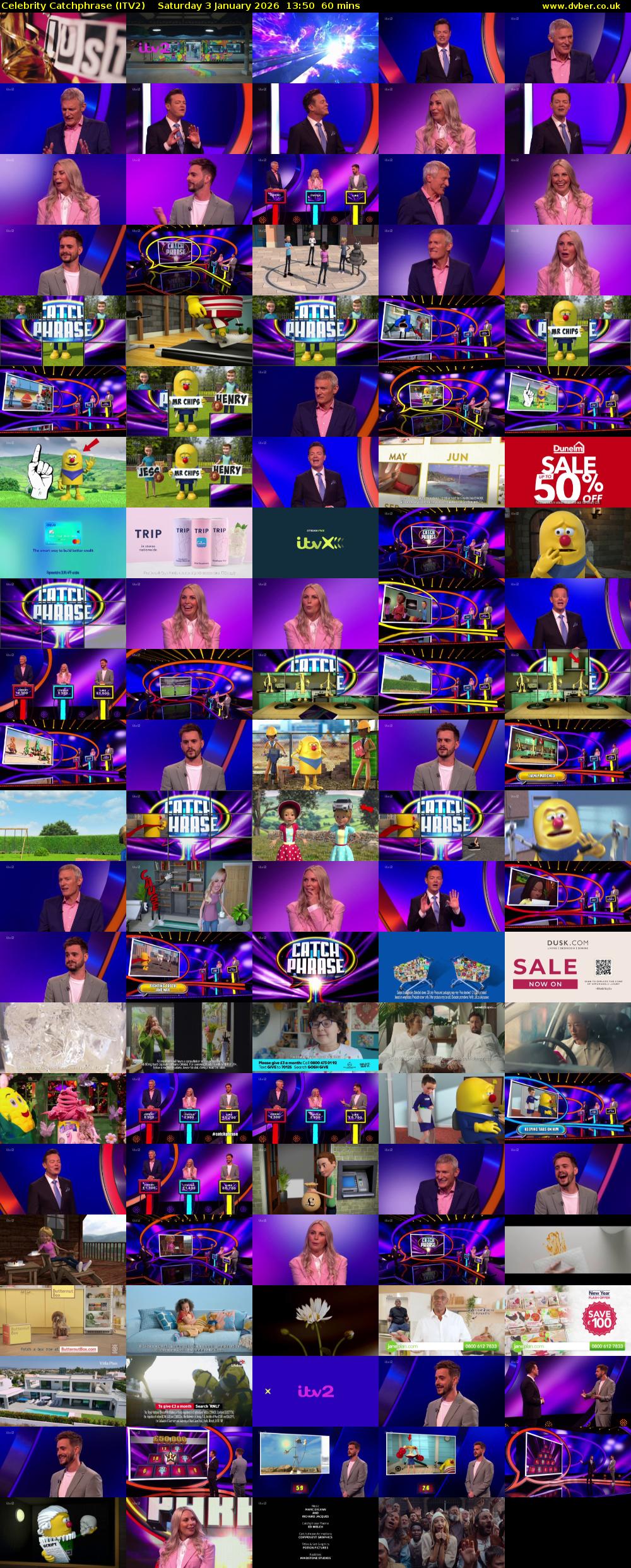 Celebrity Catchphrase (ITV2) Saturday 3 January 2026 13:50 - 14:50