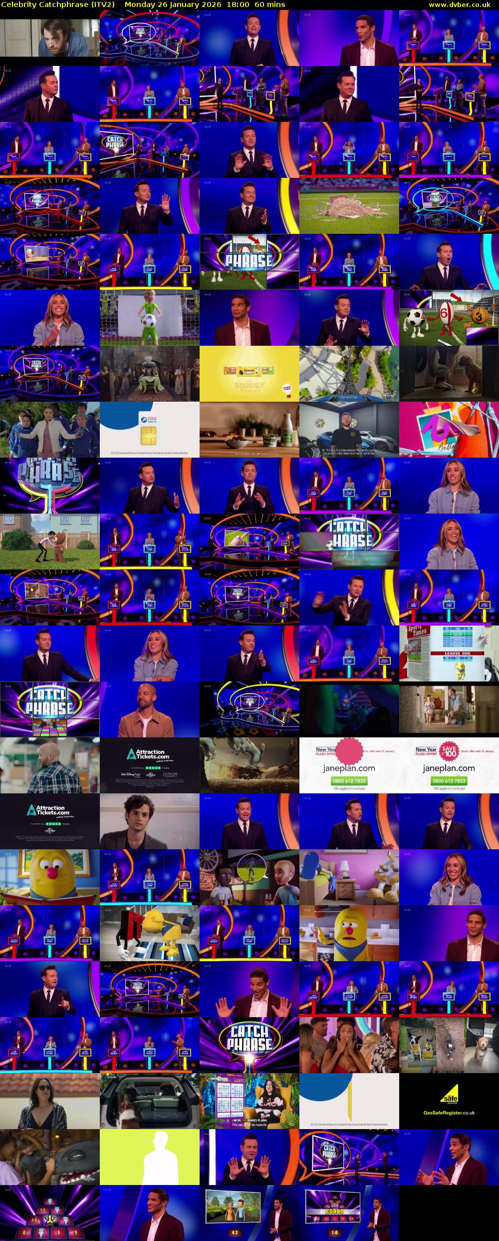 Celebrity Catchphrase (ITV2) Monday 26 January 2026 18:00 - 19:00