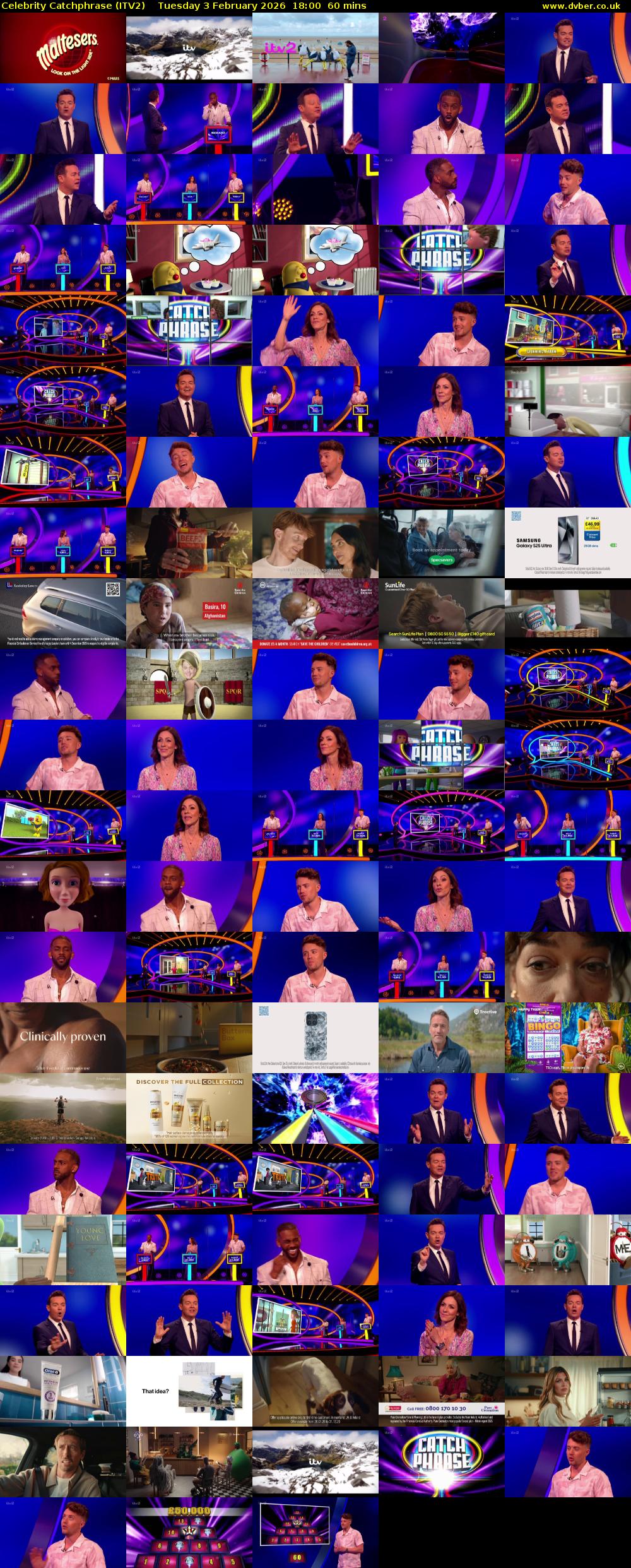 Celebrity Catchphrase (ITV2) Tuesday 3 February 2026 18:00 - 19:00