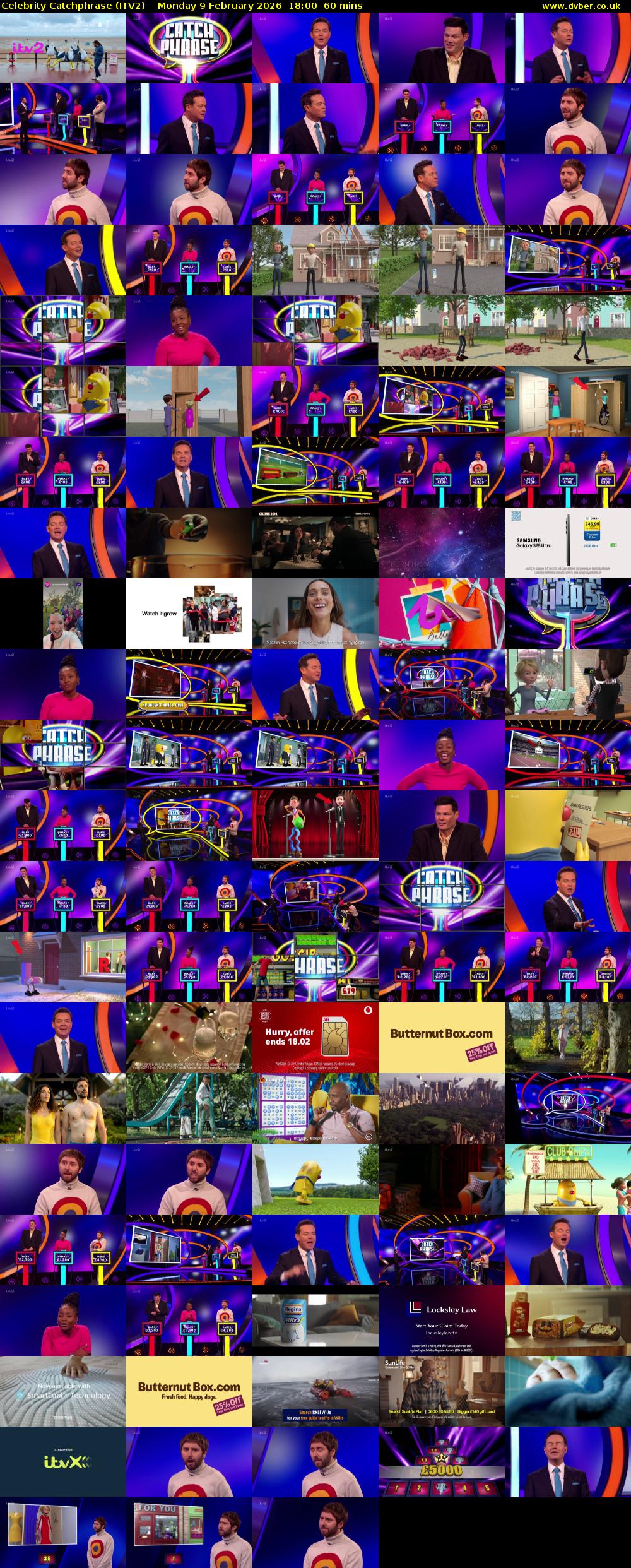 Celebrity Catchphrase (ITV2) Monday 9 February 2026 18:00 - 19:00