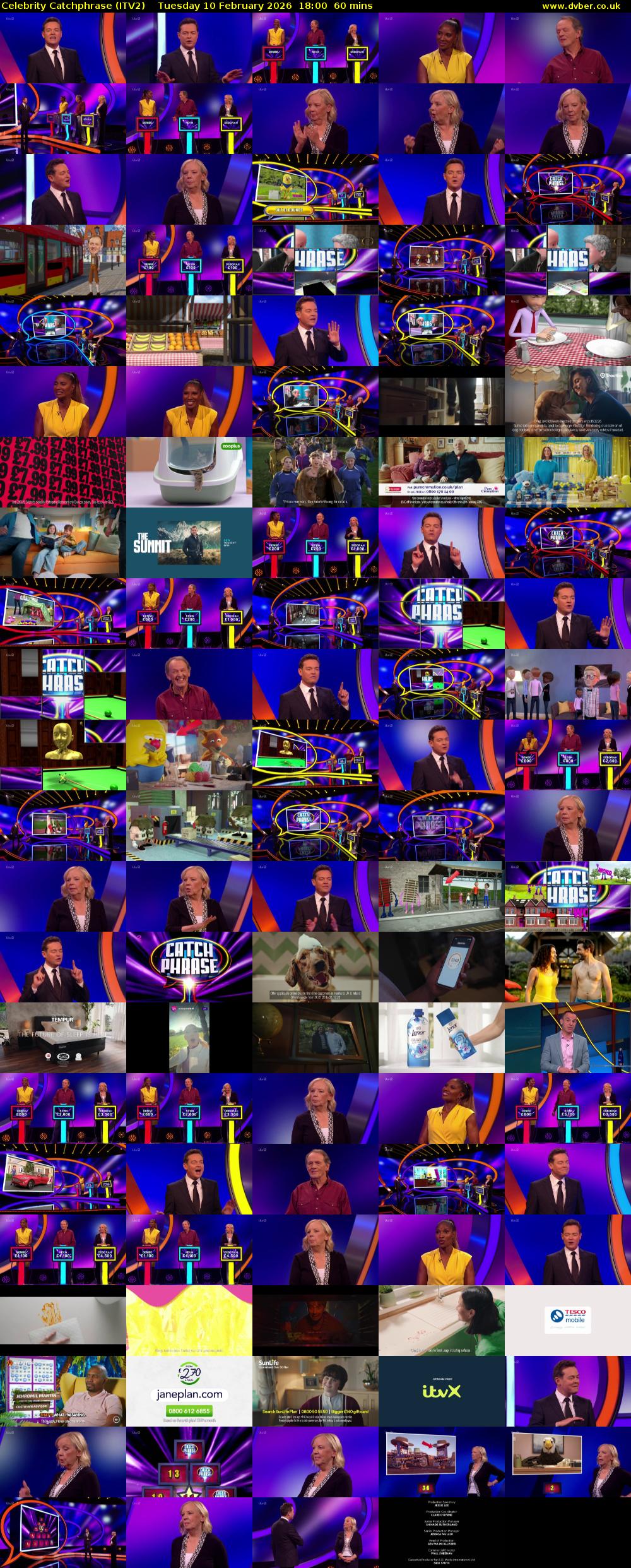 Celebrity Catchphrase (ITV2) Tuesday 10 February 2026 18:00 - 19:00