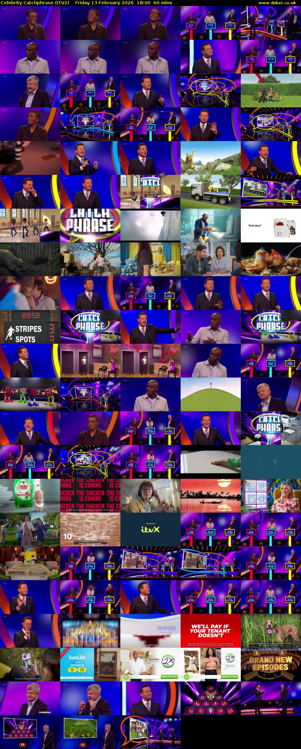 Celebrity Catchphrase (ITV2) Friday 13 February 2026 18:00 - 19:00
