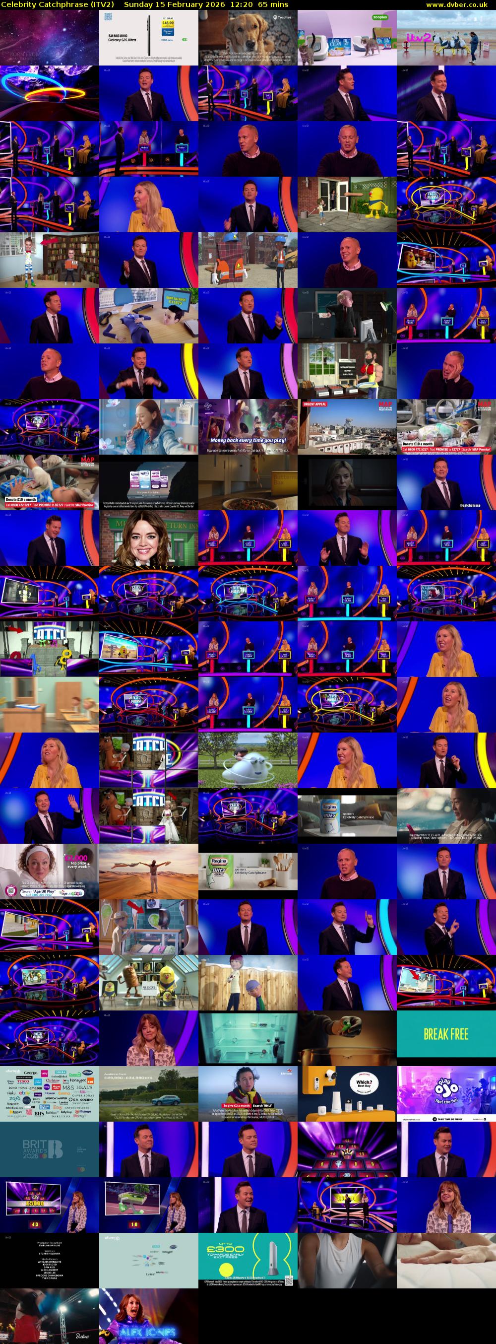 Celebrity Catchphrase (ITV2) Sunday 15 February 2026 12:20 - 13:25