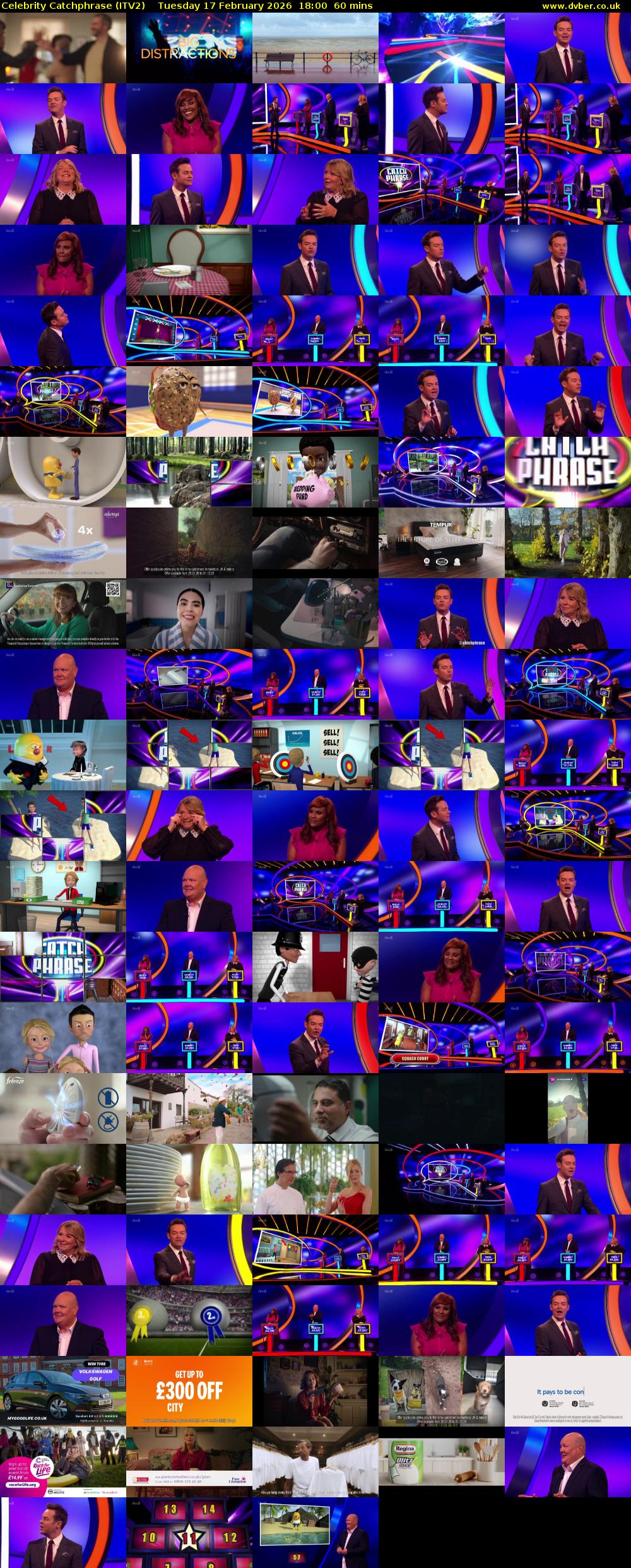 Celebrity Catchphrase (ITV2) Tuesday 17 February 2026 18:00 - 19:00