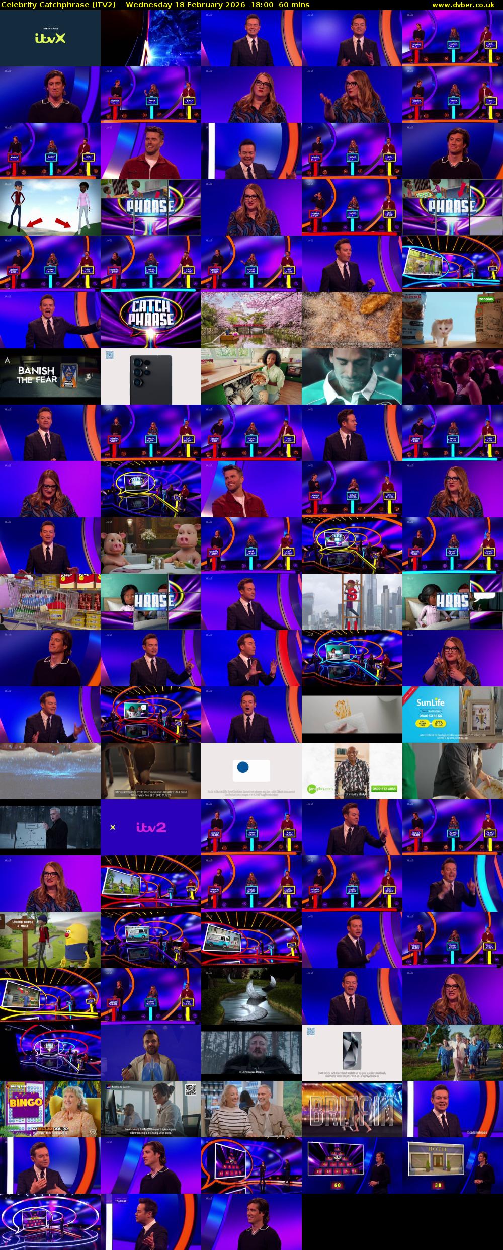 Celebrity Catchphrase (ITV2) Wednesday 18 February 2026 18:00 - 19:00