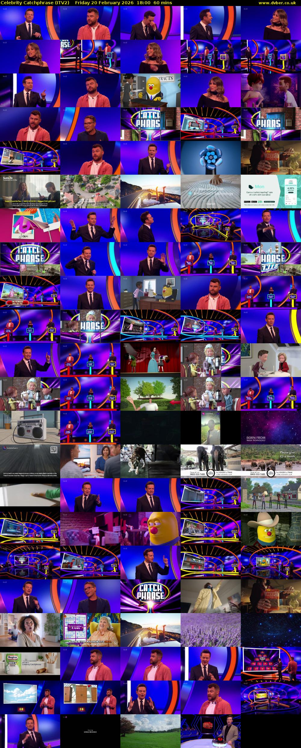 Celebrity Catchphrase (ITV2) Friday 20 February 2026 18:00 - 19:00