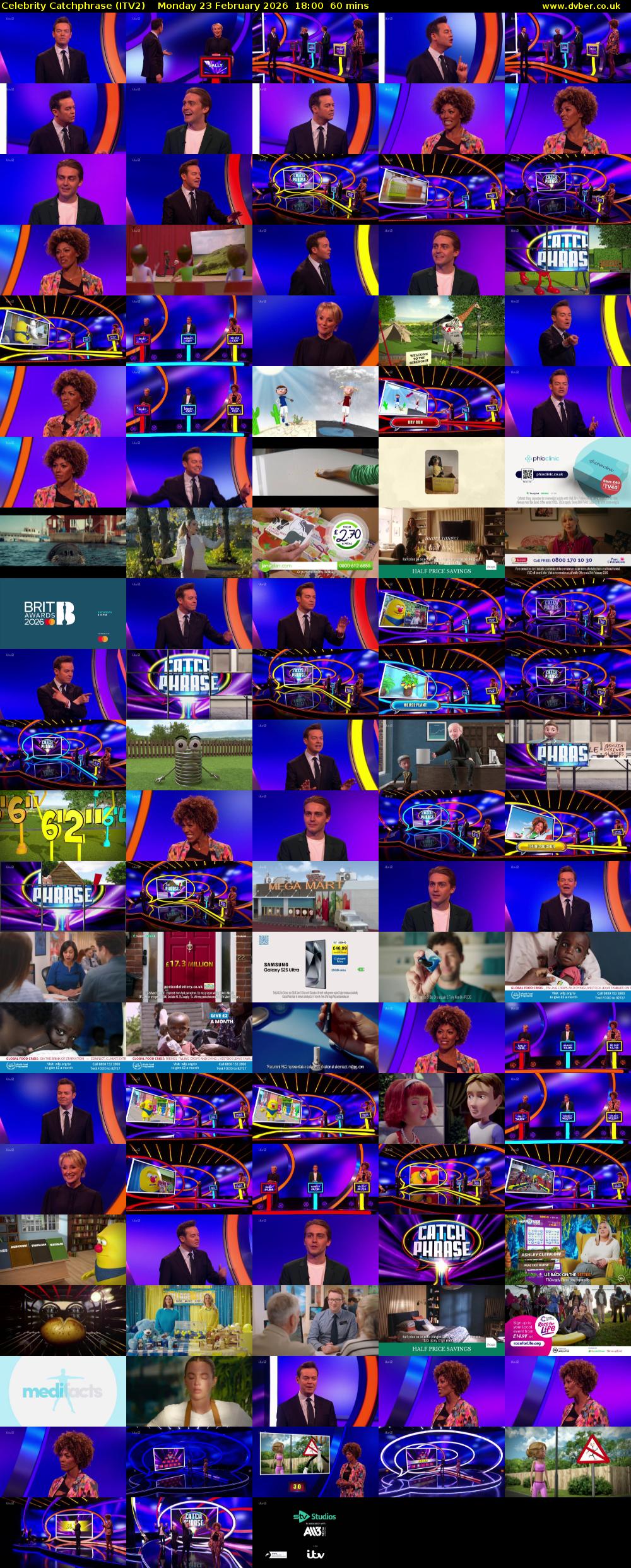 Celebrity Catchphrase (ITV2) Monday 23 February 2026 18:00 - 19:00