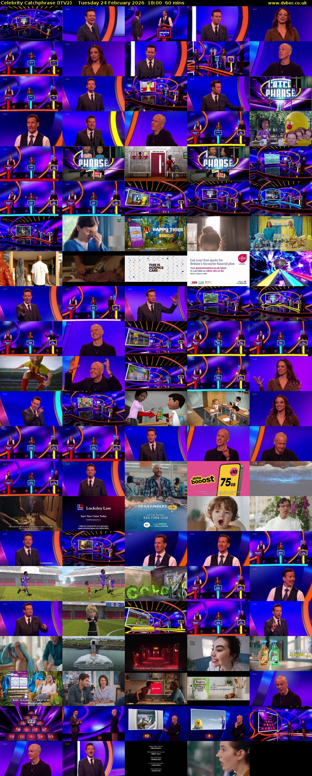 Celebrity Catchphrase (ITV2) Tuesday 24 February 2026 18:00 - 19:00