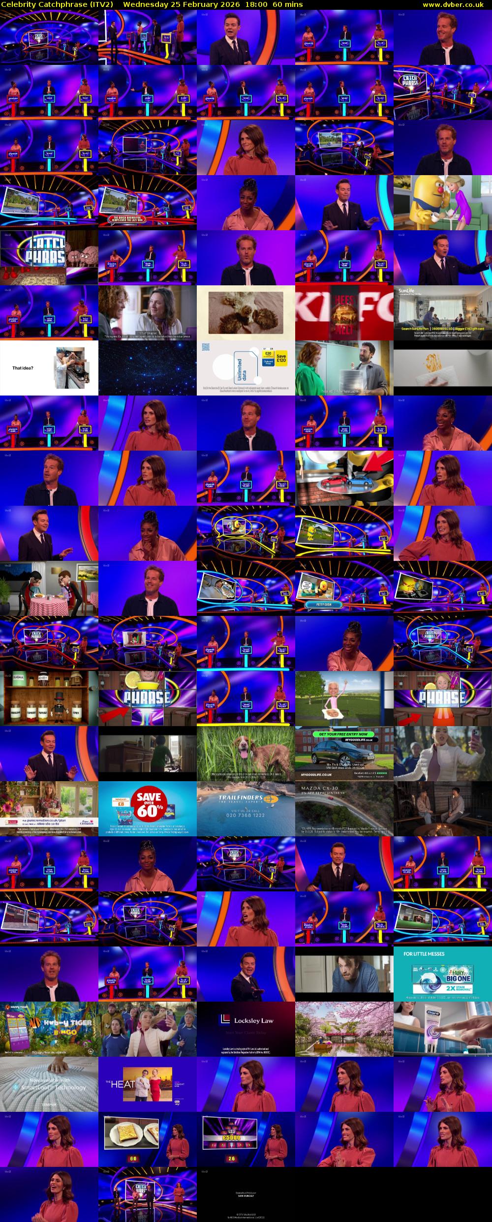 Celebrity Catchphrase (ITV2) Wednesday 25 February 2026 18:00 - 19:00