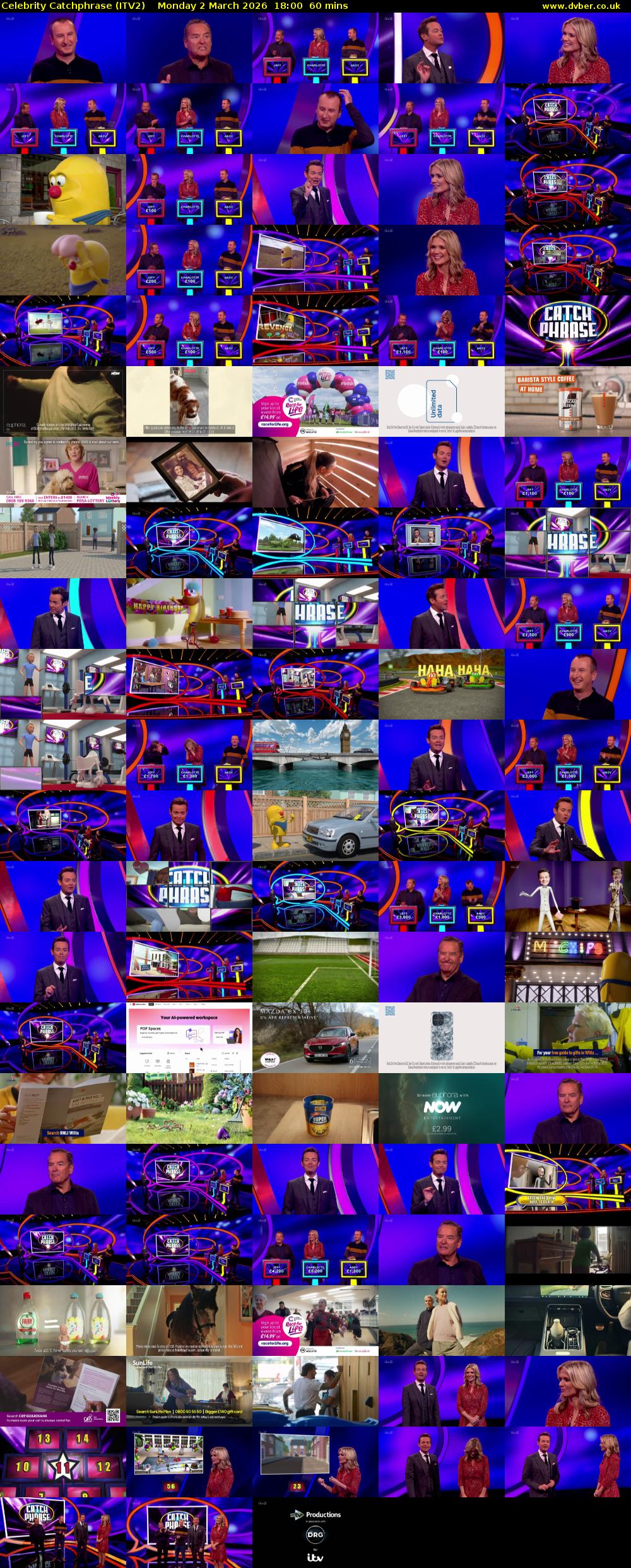 Celebrity Catchphrase (ITV2) Monday 2 March 2026 18:00 - 19:00