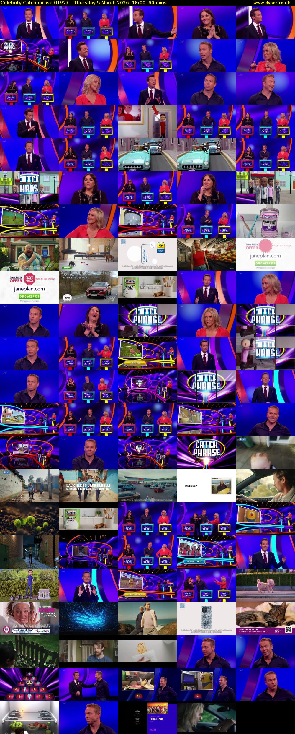 Celebrity Catchphrase (ITV2) Thursday 5 March 2026 18:00 - 19:00