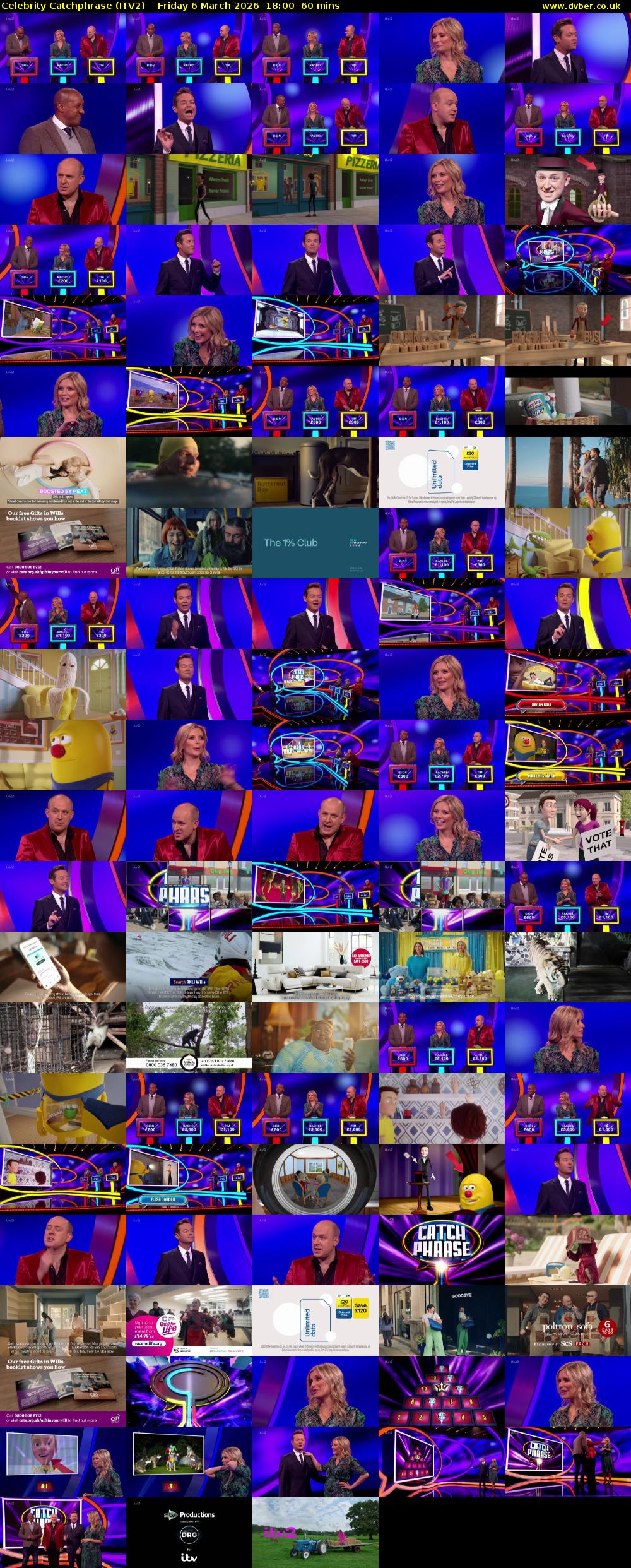 Celebrity Catchphrase (ITV2) Friday 6 March 2026 18:00 - 19:00