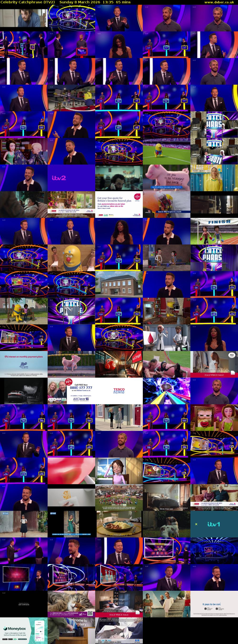 Celebrity Catchphrase (ITV2) Sunday 8 March 2026 13:35 - 14:40