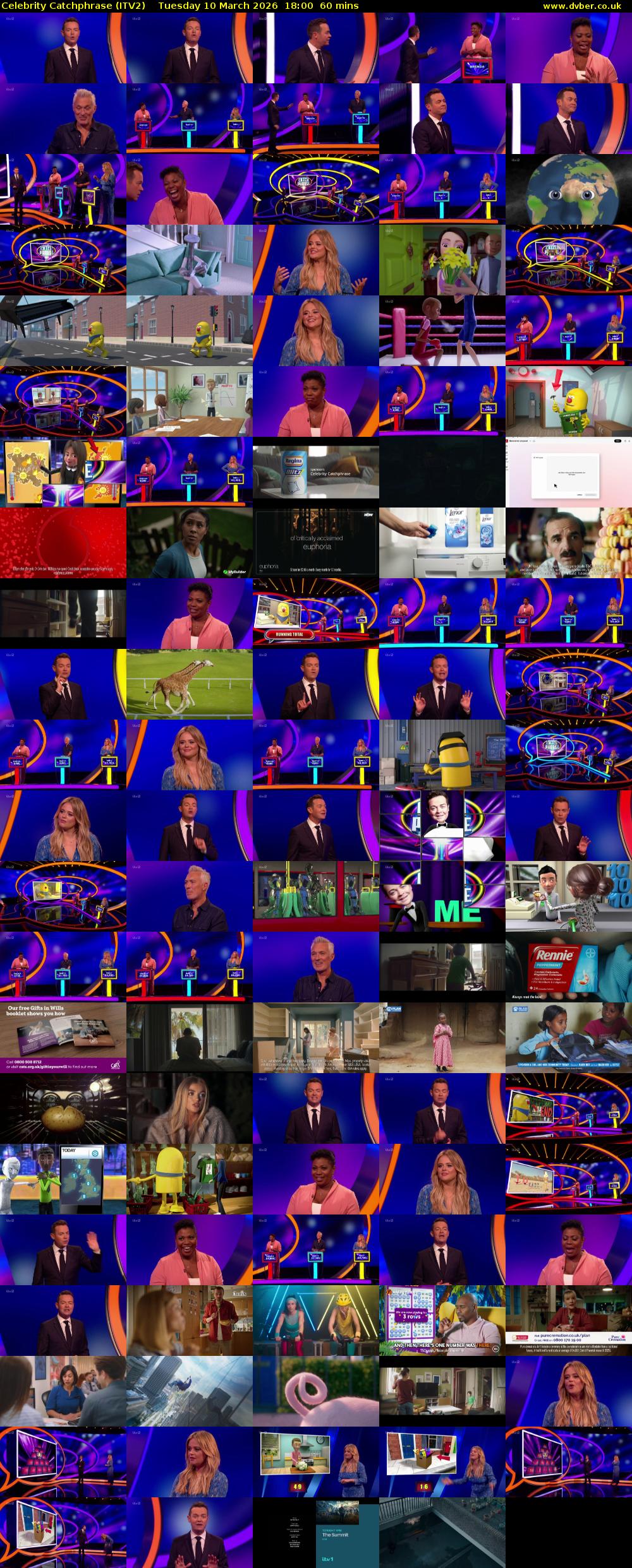 Celebrity Catchphrase (ITV2) Tuesday 10 March 2026 18:00 - 19:00